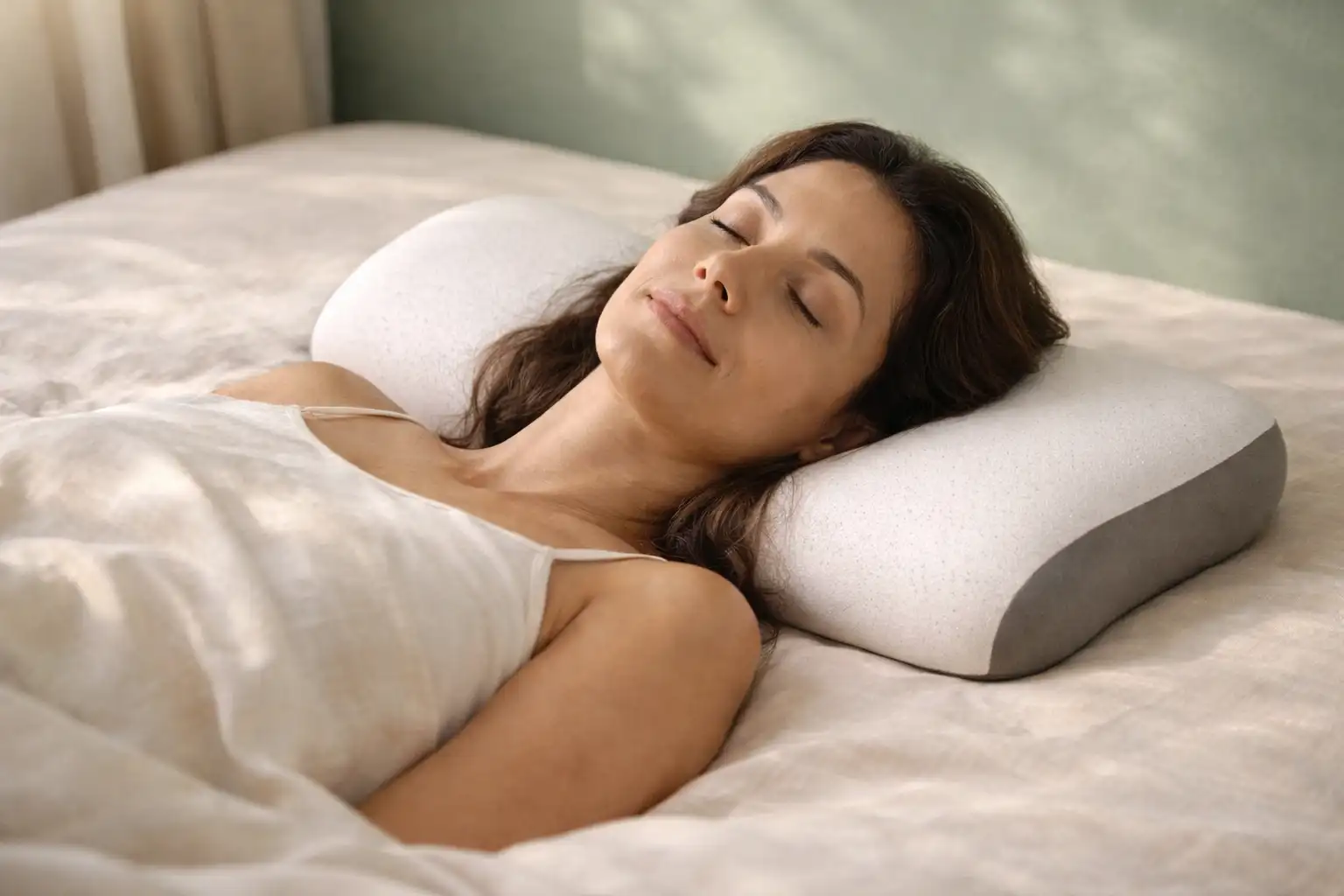 Mujer boca arriba con NeckZen